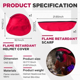 Jecery 2 Pcs Welding Helmet Cover and Helmet Bib Set, Welding Accessories with Press Fit Seal for Neck Protection, Fits Most(Red)