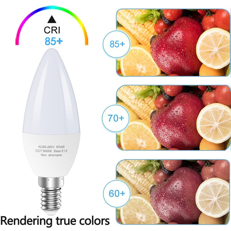 GOSCHE 60 Watt Led Candelabra Bulbs Equivalent, E12 Led Ceiling