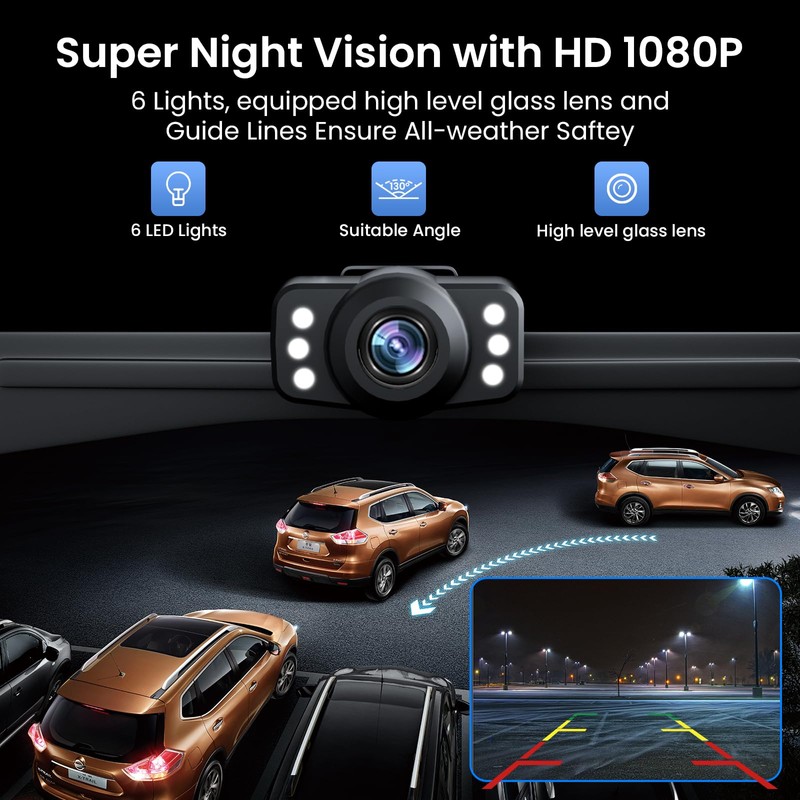 TECXERLLON 5'' HD 1080P Backup Camera, Backup Camera for Car,