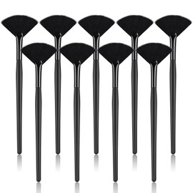 9 Pieces Facial Fan Mask Brushes, Soft Facial Applicator Brushes Tools for Peel Glycolic Makeup for Mud Cream(Full Black)