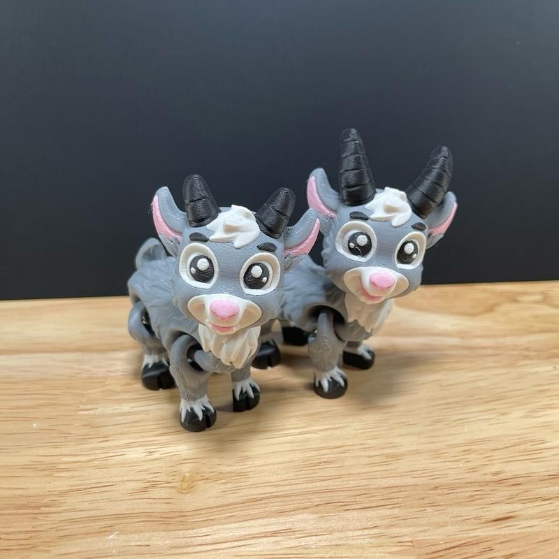 3D Printed Goat Figurine Desk Buddy - Color: Long Horn