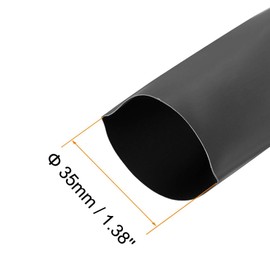 TOP-VIGOR 35mm(1.37 Inch) Heat Shrink Tubing 3.28FT 2:1 Ratio Adhesive-Lined Heat Shrink Tube, Heat Shrink Sleeving for Electrical Insulation Repairs, Wrap Cable, Wire Connectors, Black