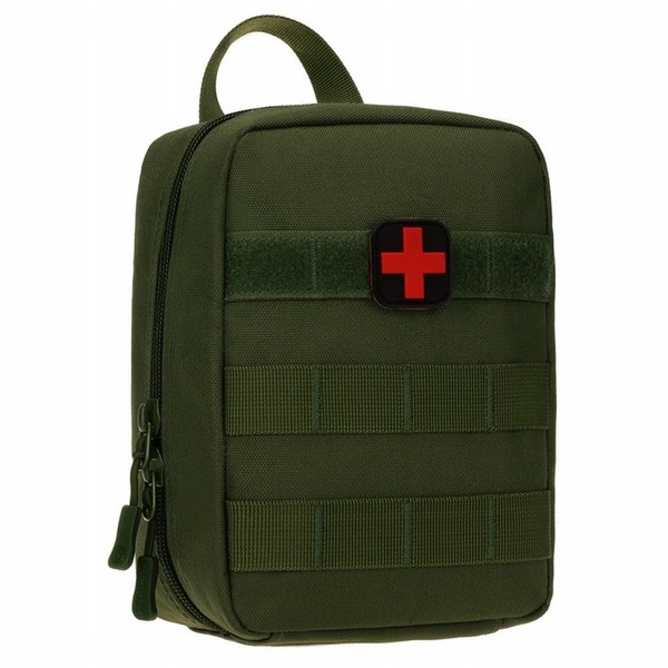 PHOENIX IKKI First Aid Bag in 6 Colors, Camouflage Pattern, Medical, Disaster Prevention, EMT, First Aid, Tactical, Medical Pouch, Molle System Pouch, EDC Pouch, Tool Bag, Cross Patch Included, green