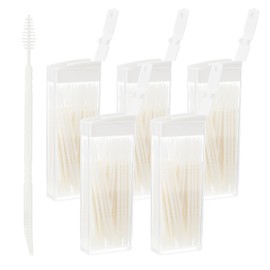 Qianyu 300 Stück Interdentalbürste Zahnstocher Tragbarer Dual-Use Zahnseide Stick Zahnspangen Bürste für Zahnreinigung Zwischenräume Werkzeug hygienischer