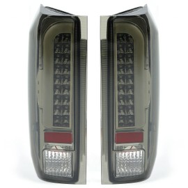 KUAFU Pair Tail Light Assembly Compatible with 1990-1997 Ford F150 250 350 Bronco Super Duty LED Tube Bar 3D Brake Light Tail Lamp Smoke Lens (Driver & Passenger Side)