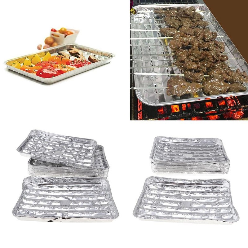 P Prettyia 40pcs/Set Disposable Aluminum Foil Barbecue Grilling Trays Outdoor