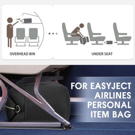 WANDF Cabin Bag 45x36x20 for Easyjet Airlines Underseat Travel Bag with TSA Approved Quart Size Bag & Shoes Bag Holdall Bag Carry on Hand Luggage Weekend Bag for Women and Men (Black 32L)