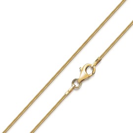 Materia K22-G 925 Silver Snake Chain in 750 Gold 18 Carat Gold-Plated 1.2 mm in 40-90 - 90 cm, Sterling Silver