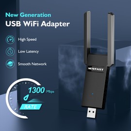 NEWFAST AC1300 USB WiFi Adapter for Desktop PC 2.4G/5G Dual Band Wireless Network Transceiver Adapter with Dual Antennas, Wireless WiFi Adapter Dongle Compatible Windows 8/8.1/10/11 (NF-U327)