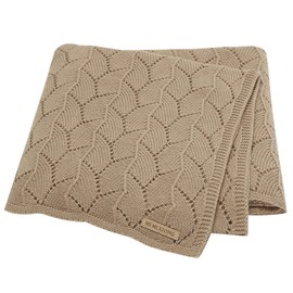 LAWKUL Cellular Blanket Baby 100% Cotton Knitted Soft Knit Crochet Blankets for Newborn Boy Girls Toddler 100x80cm Khaki