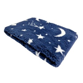 WOOF AND PUP | Non Slip Vet Bedding | Star & Moon Midnight Sky Pattern | Machine Washable | UK Manufactured | Non-slip | Dog Bed | Whelping (Medium 100cm x 75cm (40" x 30"))