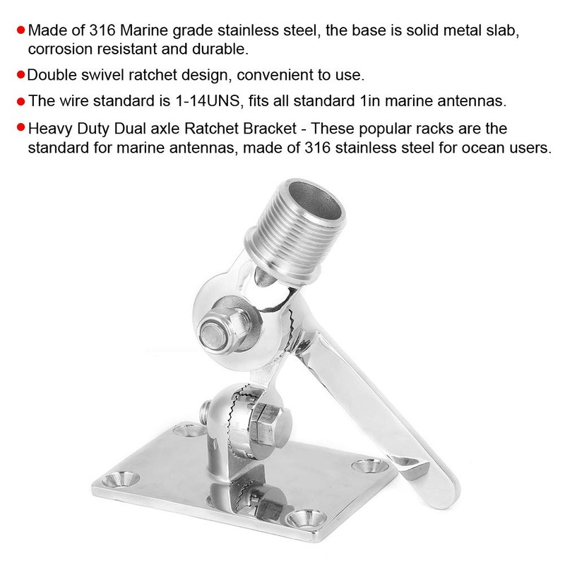 Aramox Antenna Base Talkie Mount, Marine FM Stainless Steel Talkie