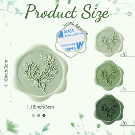 Conelist 50 Pcs Sage Green Wax Seal Stickers for Wedding Invitation Envelope Eucalyptus Self- Adhesive Stickers for Invitation Cards Christmas Cards, Gift Wrapping, Party Menu Decor