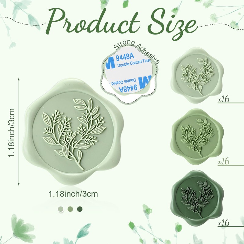 Conelist 50 Pcs Sage Green Wax Seal Stickers for Wedding