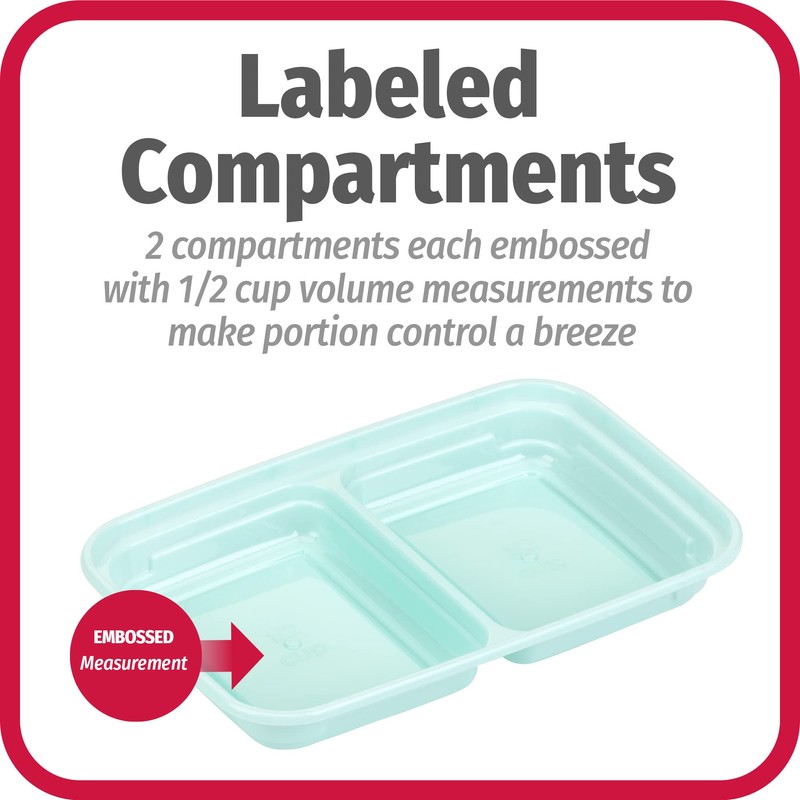 GoodCook BPA-Free Plastic Reusable Divided Snack Prep Containers, Blue (10