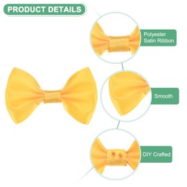 M METERXITY 60-Pack Mini Craft Ribbon Bow 1.5x1 Inch Checkered Fabric Satin Ribbon Bows Boutique for Craft DIY/Treat Bags/Hair Bow Sewing/Wedding/Party/Christmas [Bright Yellow]