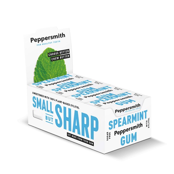 Peppersmith 100 Percent Xylitol Spearmint Chewing Gum 15 g (Pack of 12, Total 120 Pellets)