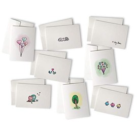 Love Notes Card Set - 24 Cards with Envelopes - 100% Recycled Cute Greeting Cards for Valentines Day & Anniversaries