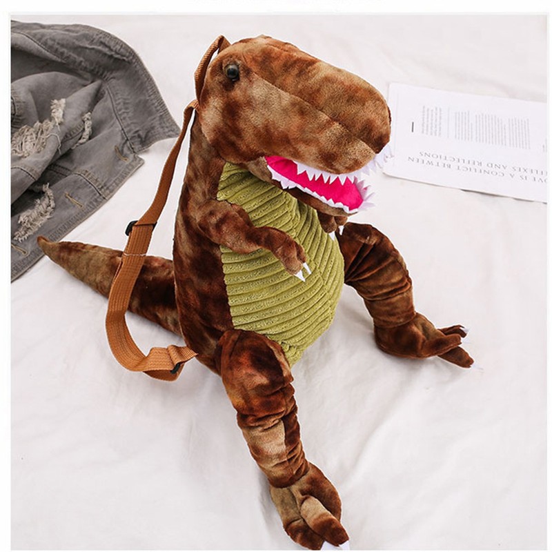 Kids Dinosaur Backpack Cartoon 3D Dinosaur Shape Soft Plush Kids