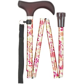 Makitec FS-10YF Folding Cane, Rich Staff, Yellow Flower Pattern, Suitable Height 57.1 - 63.0 inches (146 - 161 cm)
