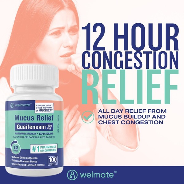 WELMATE WELMATE Mucus Relief | Guaifenesin 1200mg | 100 Ct
