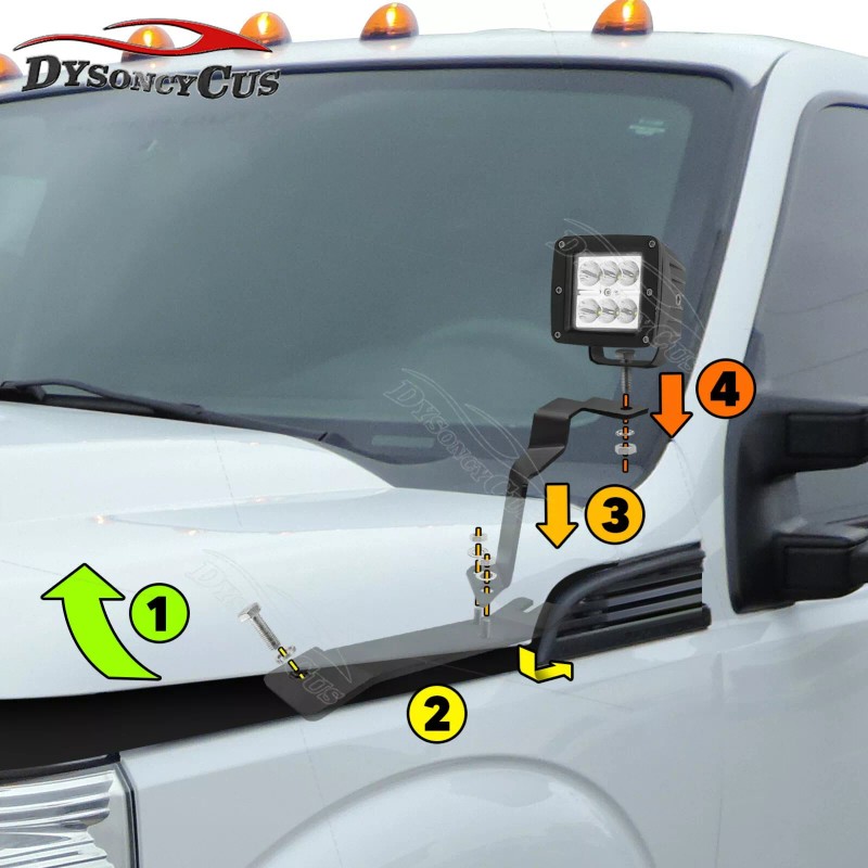 DYSO Fit 11-16 Ford F250/F350 Super Duty Hood Hinges A-Pillar
