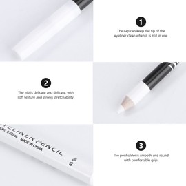 minkissy White Eyeliner Pencil Eyeshadow Pencil Waterproof Highlighter Makeup Pen Face Skin Marker Pencil 12pcs