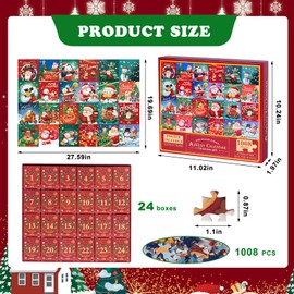 EEOCWF Christmas Puzzle Advent Calendar 2024, Adult Advent Puzzle 1008 Pieces Surprise 24 Days Countdown To Christmas, Christmas Jigsaw Puzzles for Adults Kids Family, Perfect for Birthday Christmas Gift