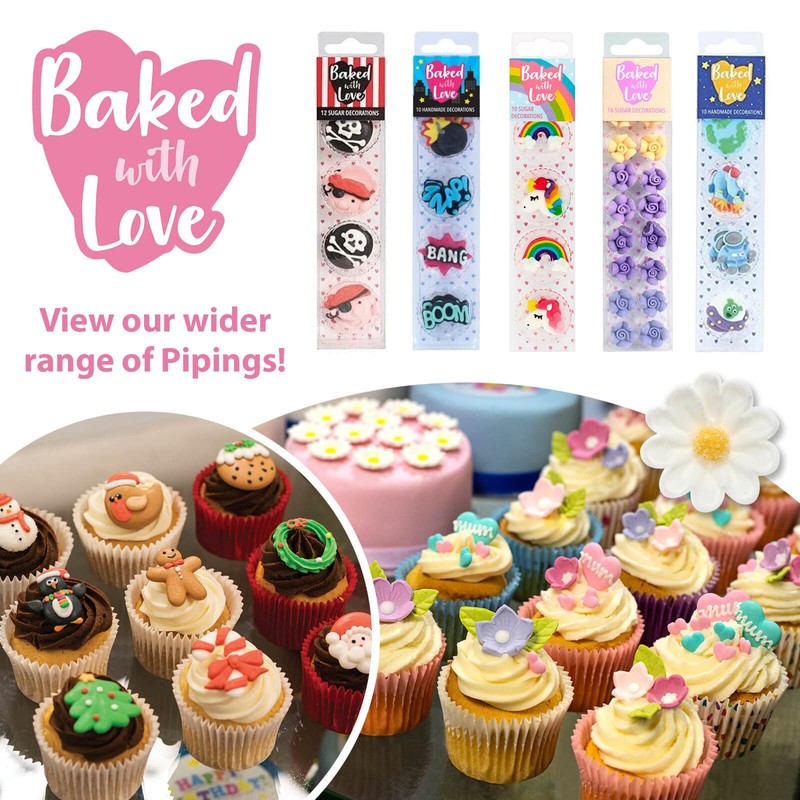 Baked With Love Unicorn And Rainbow Cupcake Decorations, Edible Sugar