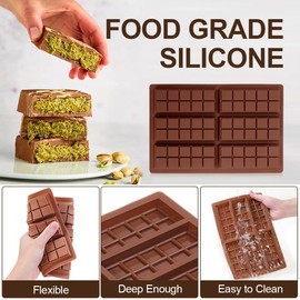 6 Kavitäten Schokoladenriegelform Tief Mit 100pcs Beutel, Mit 1 Schaber,Schokoladentafel Form aus Silikon, Antihaft Backform Schokolade Form Silikonform Schokolade für Schokolade Pudding Süßigkeiten