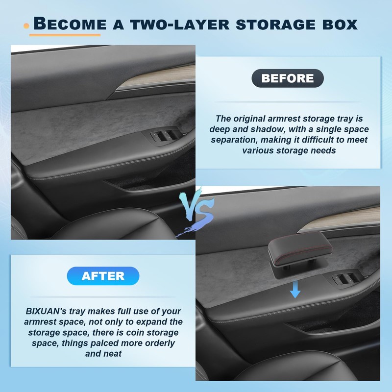 BIXUAN Car Door Armrest Universal PU Leather Car Armrest Left