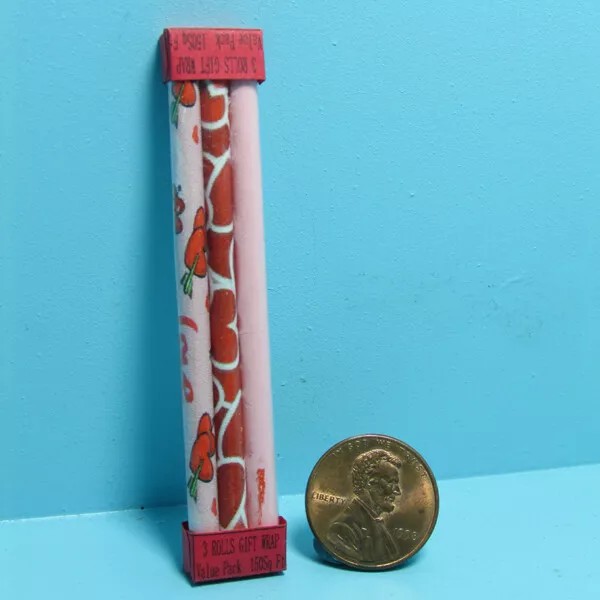 Tiny Details Dollhouse Miniature Replica Gift Wrap Rolls for Valentine's
