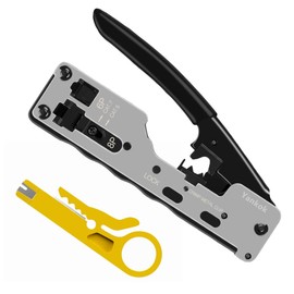 Yankok [CAT5 CAT6 CAT7 Modular Crimper] for Shielded and Unshielded RJ45 RJ12 RJ11 Network Connectors Ethernet Crimp Tool Silver (Come with Mini Cable Stripper)
