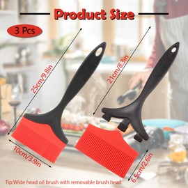 Realand Extra Large Silicone Basting Pastry Brush, 3.9in Wide Heat Resistant Silicone Basting Brush for Cooking Baking Grilling and Spreading Oil BBQ Sauce Butter Marinade, Dishwasher Safe, 3Pcs