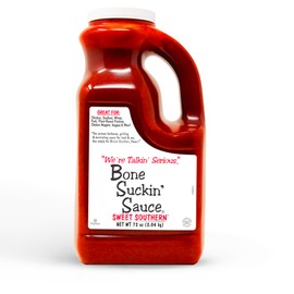 Bone Suckin' Sauce Sweet Southern BBQ Sauce - 72 oz, All-Purpose Barbecue Sauce, For Ribs, Chicken, Pork, Beef, Gluten-Free, Non-GMO, Kosher, Sweetened w/Cane Sugar & Molasses
