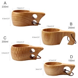 Kitchnexus Nordic Style Handmade Kuksa Wooden Cup for Camping and Hiking Model B 200Ml