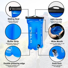 WRELS BPA Free Hydration Bladder,Leakproof Water Bladder for Hiking Backpack,Large Opening Water Reservoir Hydration Pack for Running Cycling Camping,1L