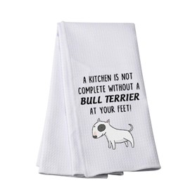 PWHAOO Bull Terrier Kitchen Towel A Kitchen is Not Complete Without A Bull Terrier Kitchen Towel Bull Terrier Lover Gift