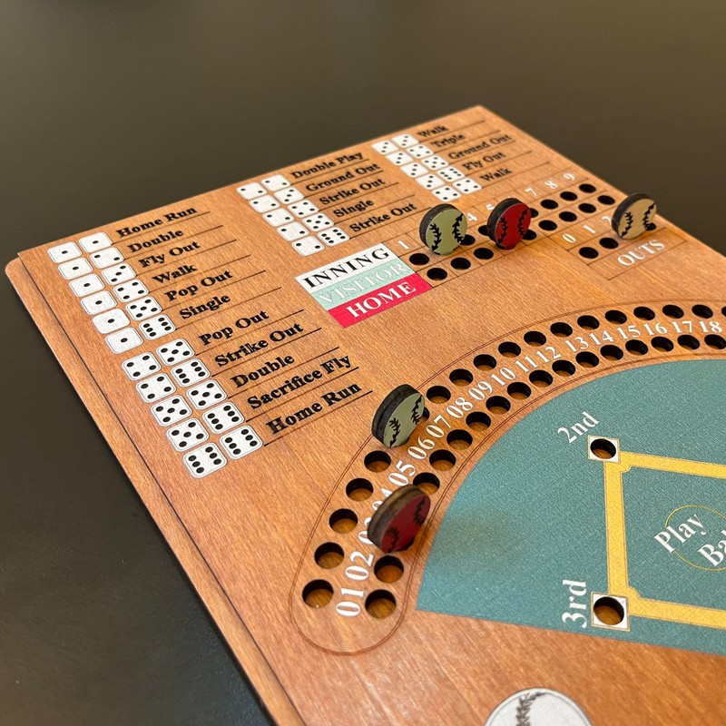 CBLKUS Baseball Dice Board Game,Fun Board Game with Dice,Wooden Baseball