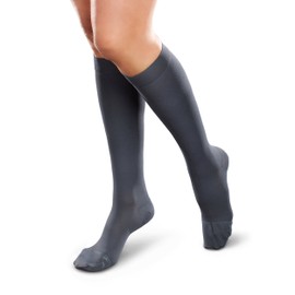 Ease Opaque Women's Knee High Support Stockings - Mild (15-20mmHg) Graduated Compression Nylons (Coal, Small Short)