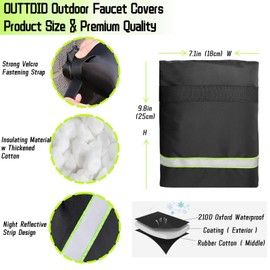 Outside Tap Cover for Winter, 2Pcs 25x18cm Tap Cosy Cover Thickened Outdoor Tap Cover with Reflective Strip, Jacket Insulated Protector from Freezing Waterproof