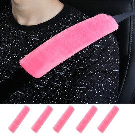 acdiac 5 Pack Soft Plush Car Seat Belt Shoulder Pads Universal Fuzzy Car Seat Belt Cover Faux Wool Shoulder Pads Strap Cover (Pink)