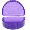 Slim Orthodontic Retainer mouthguard Denture case Box (Purple Glitter)