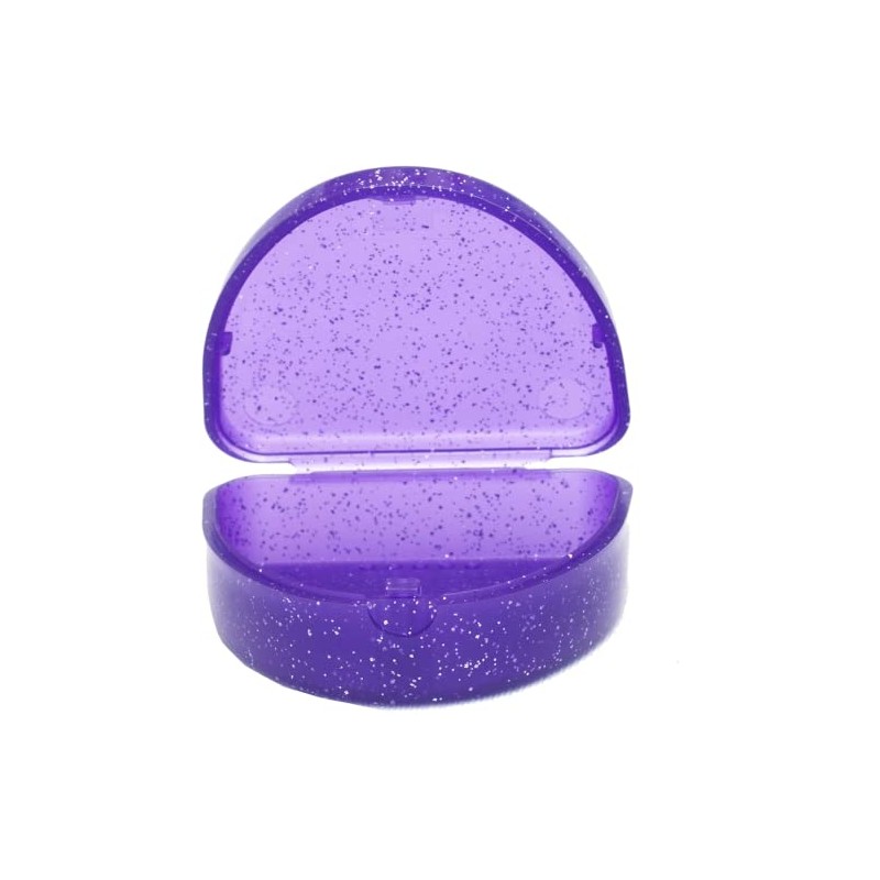 Slim Orthodontic Retainer mouthguard Denture case Box (Purple Glitter)