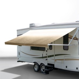 RecPro RV Awning Fabric Replacement 18 Foot Camper Awning | Tan | Width Size Options | 8' (96") Length | Heat Sealed | 3 Year Warranty (18 Feet, Actual 17' 1")
