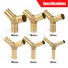 Pack of 6 10 mm Brass Hose Nozzle, 3-Way Straight