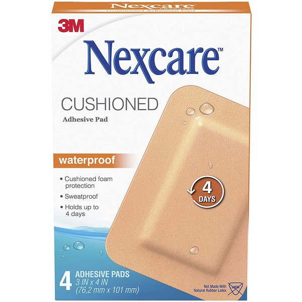 Nexcare Absolute Waterproof Adhesive Cushioned Pad, 3 Inches X 4 Inches