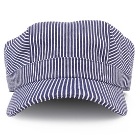 Armycrew Denim Blue Stripe Train Engineer Conductor Cap Fits Infant to Adult 3XL, Blue, 3X-Large