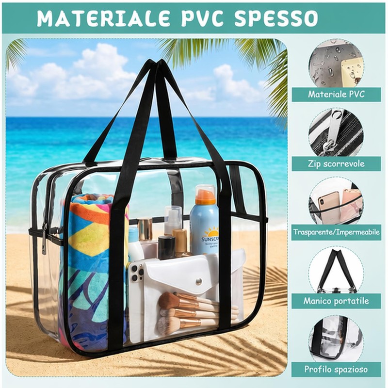 Dexpally Borsa Trasparente per Lavoro PVC Borsa Trasparente Concorsi Clear