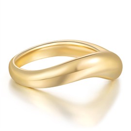 FENIMI 14K Gold Ring for Women Chunky Gold Rings Curved Bands for Women Minimalist yet Elegant Jewelry for Weddings Available Sizes 5-9 (7) (8)